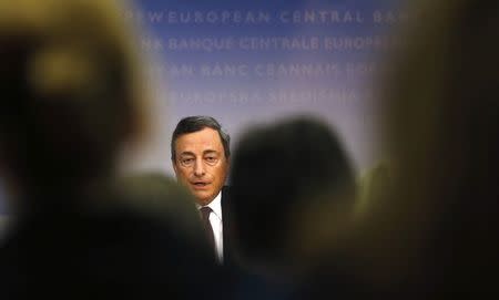 Mario Draghi, president of the European Central Bank (ECB), addresses the media during the ECB's monthly news conference in Frankfurt in this September 4, 2014 file photo. REUTERS/Kai Pfaffenbach/Files