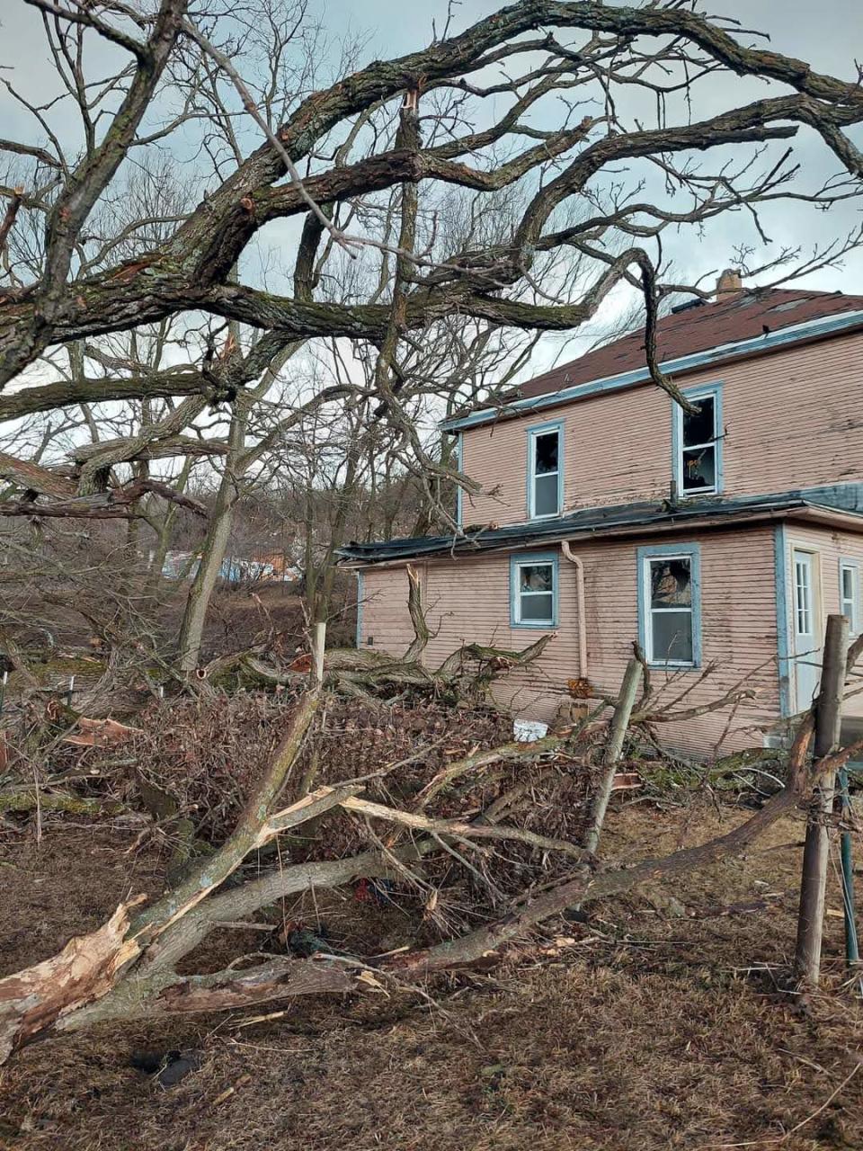 The aftermath of the 2022 Winterset tornado at the Gainuss home.