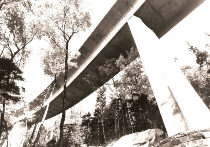 Completion of the Linn Cove Viaduct at Grandfather Mountain was the last piece of the Blue Ridge Parkway.