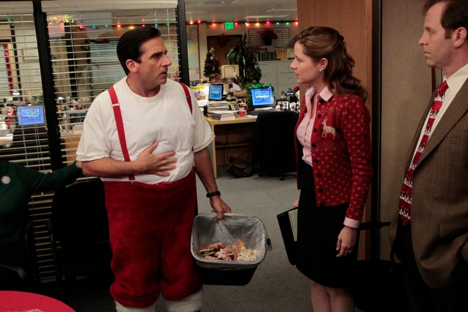 Seasons 2-3 and 5-9 of "The Office" include Christmas-themed episodes.