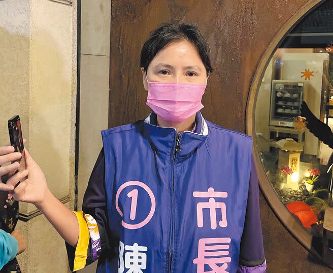 無黨籍台中市長候選人陳美妃參加公辦電視政見辯論會，坦言有一點緊張，但她說「我本人就是幸運的」。（林欣儀攝）