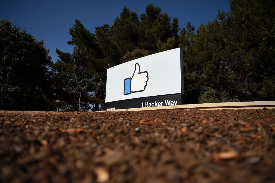 The Facebook "like" sign is seen at Facebook's corporate headquarters campus in Menlo Park, California, on October 23, 2019: JOSH EDELSON/AFP via Getty Images