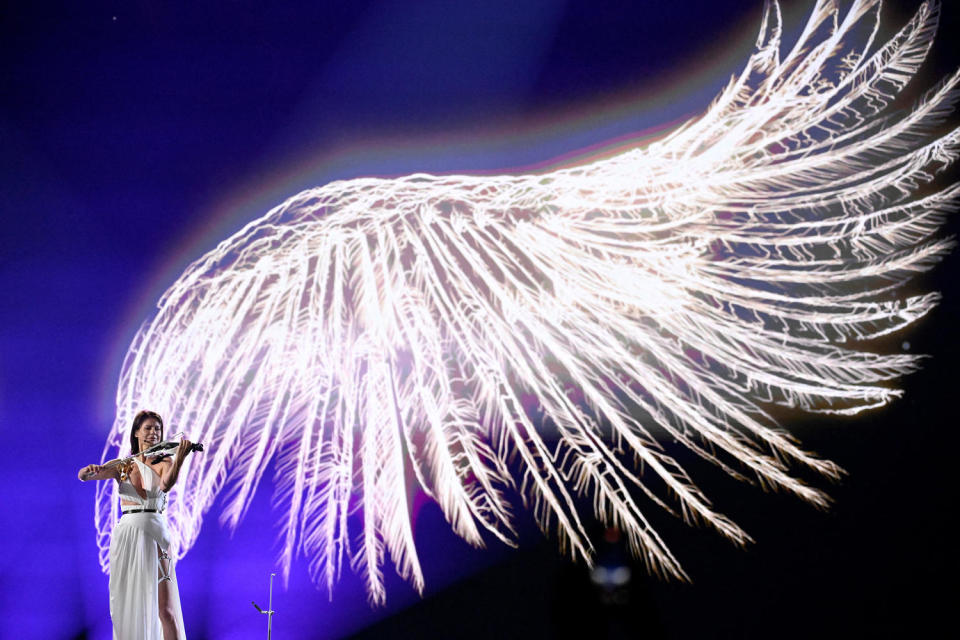 Singer Natalia Barbu rehearsing at the Eurovision Song Contest in Malmo, Sweden (Jessica Gow / AFP - Getty Images)