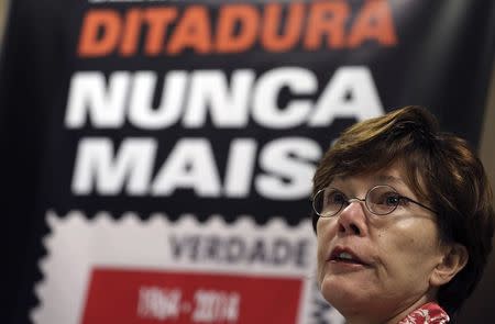Rosa Cardoso, a member of Brazil's National Truth Commission, talks during a news conference at the Association of Metalworkers in Osasco, near Sao Paulo July 24, 2014. REUTERS/Nacho Doce