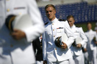 <p>Graduating U.S. Naval Academy midshipmen process into the Academy’s graduation and commissioning ceremony, Friday, May 25, 2018, in Annapolis, Md. (Photo: Patrick Semansky/AP) </p>