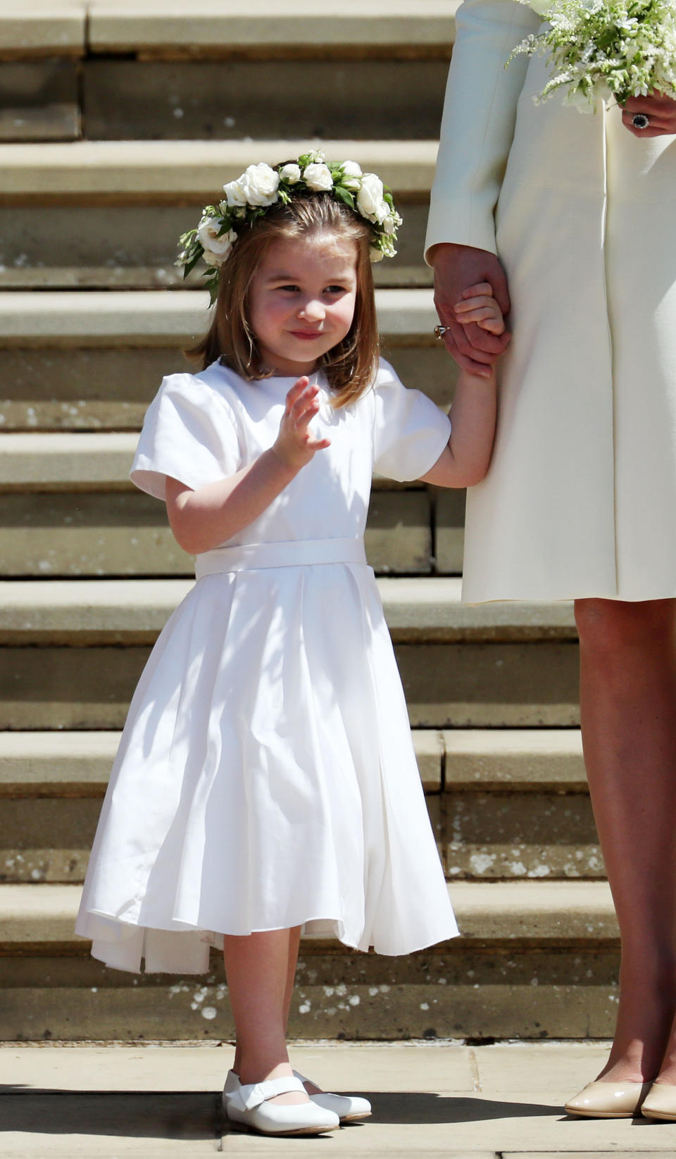 <p>Princess Charlotte showed her expertise at the royal wave. (Photo: Getty) </p>