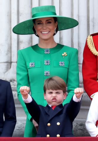 <p>Chris Jackson/Getty</p> Prince Louis and Kate Middleton at Trooping the Colour in June 2023