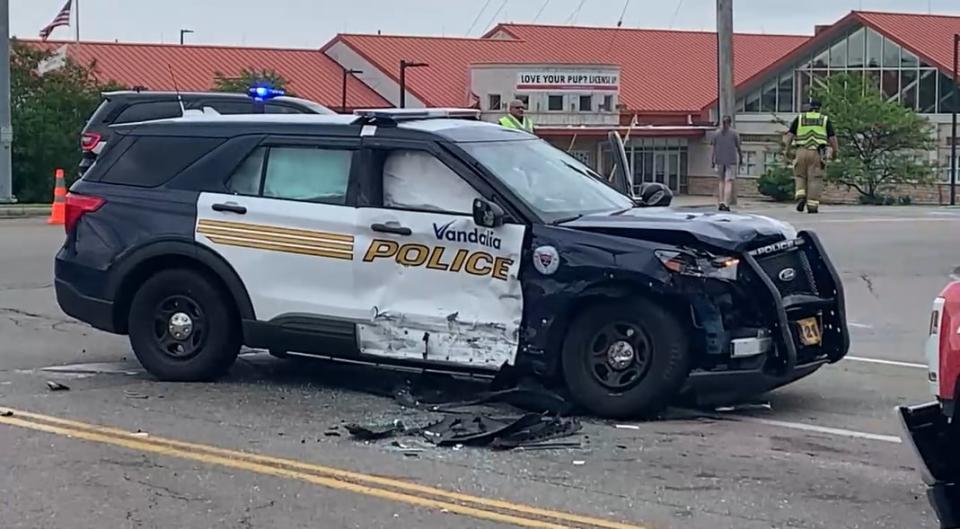 A Vandalia police officer was involved in a crash Friday afternoon.