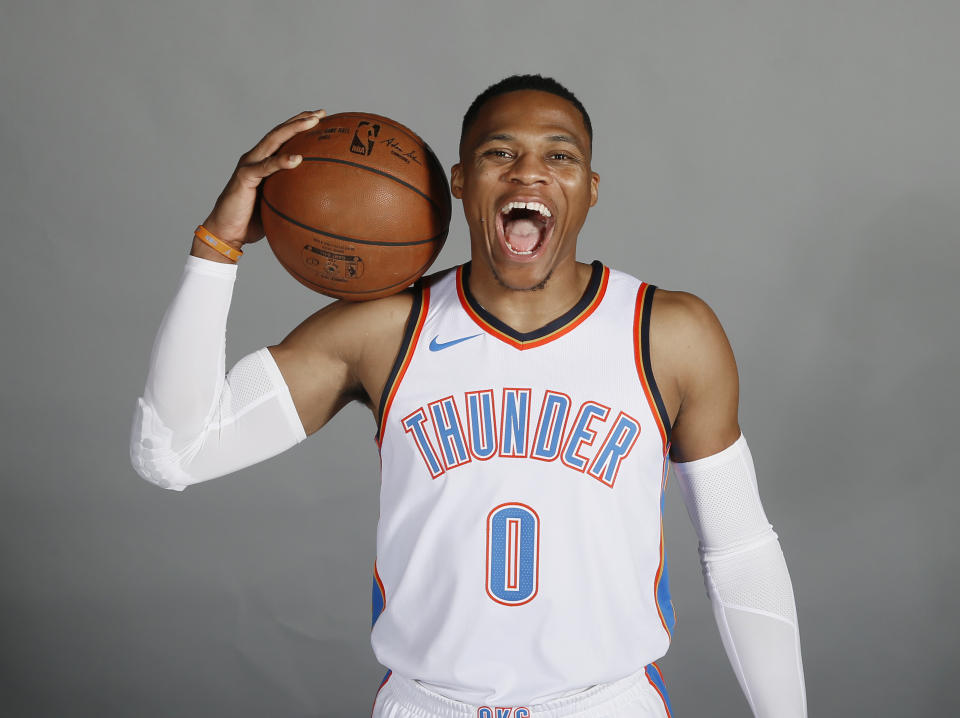 Russell Westbrook signed the most lucrative contract in NBA history. (AP)