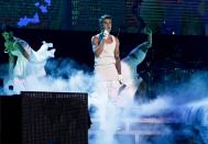 <p><strong>Who pays?</strong><br>Before embarking on a tour, most acts take out non-appearance insurance. This is to protect their income in case of a <em>force majeure</em>, serious accident or illness rendering them unable to perform.<br><br>(Justin Bieber performs during his world tour in Beijing, China, on Sept. 29, 2013. Canadian Press) </p>