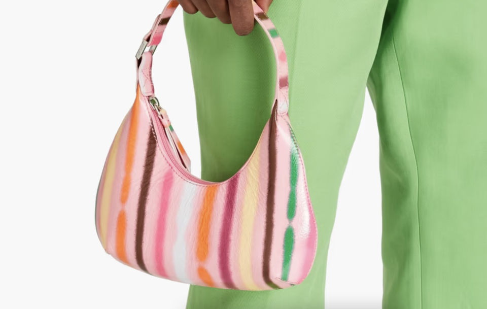 BY FAR Baby Amber striped glossed-leather shoulder bag (Photo: Outnet)


