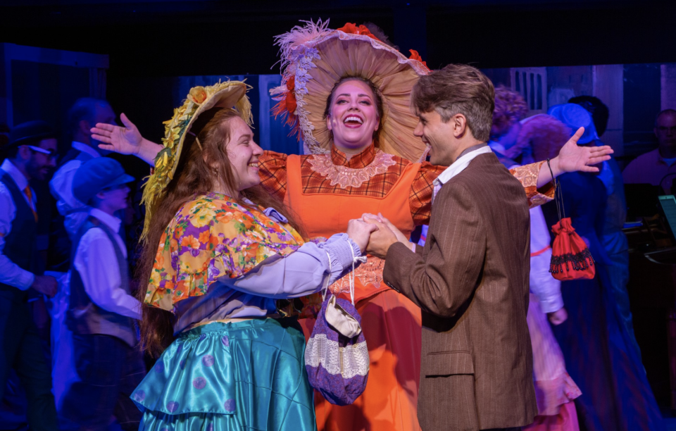 Holly Hansen stars as Dolly Levi alongside Morgan Dexter as Ernestina Money and Jon Cornet as Ambrose Kemper in "Hello Dolly" at the Cotuit Center for the Arts.