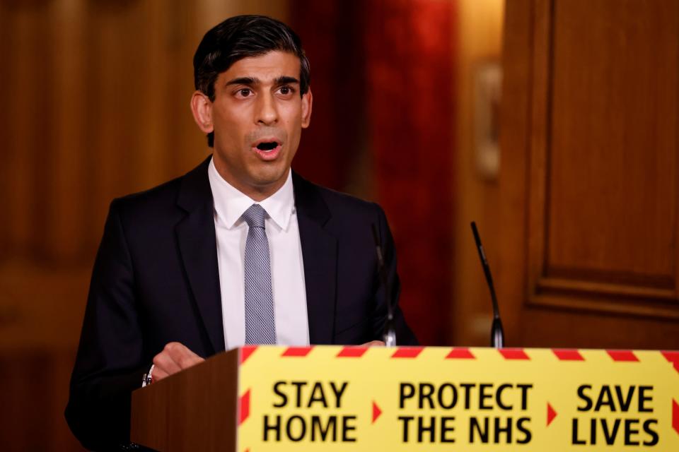 Britain's chancellor of the exchequer Rishi Sunak speaks during a virtual press conference inside 10 Downing Street in central London on 3 March, following his earlier presentation of the budget in the House of Commons. Photo: Tolga Akmen/AFP via Getty Images