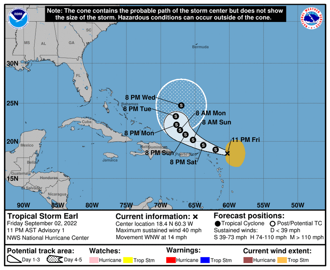 Tropical Storm Earl formed in the Atlantic Friday evening.