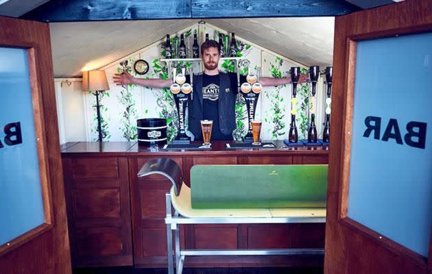 Swap your phone for free beer at this pop-up bar. Photo: Twitter/MeantimeBrewing