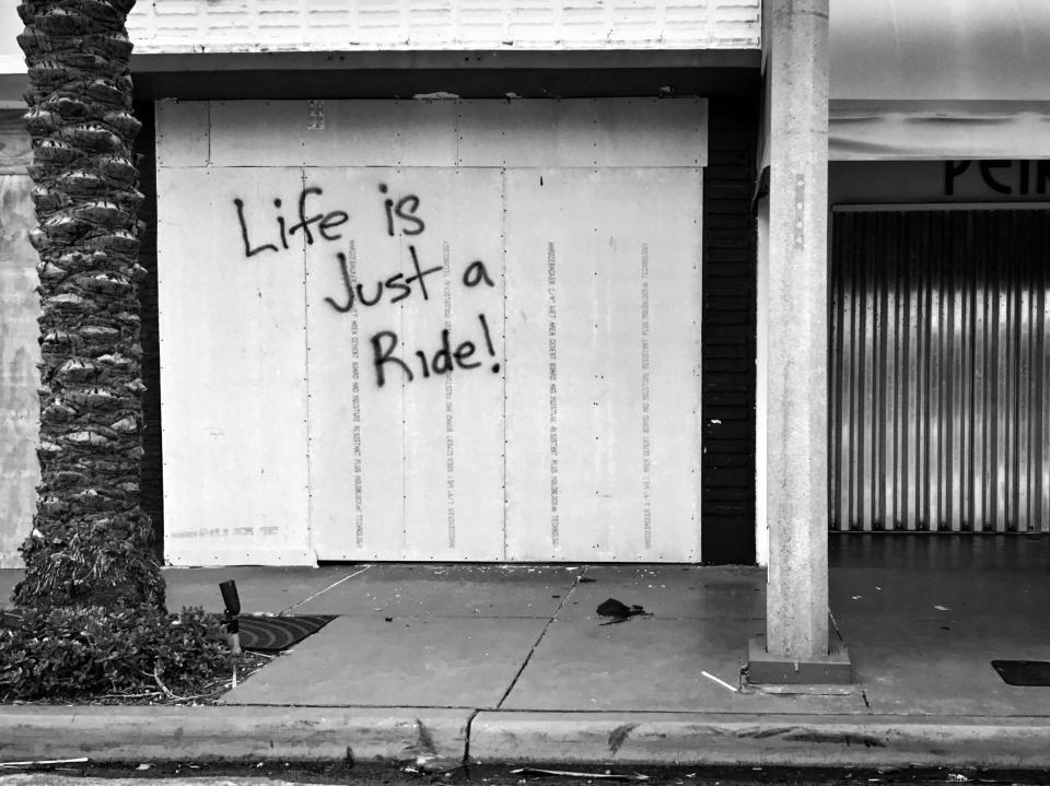 <p>A boarded-up storefront Saturday in Miami Beach. (Photo: Holly Bailey/Yahoo News) </p>