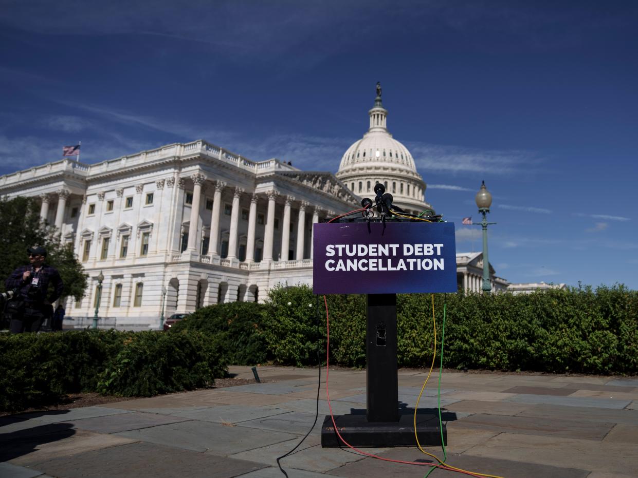 A view of the US Capitol before a news conference to discuss student-debt cancellation on September 29, 2022.