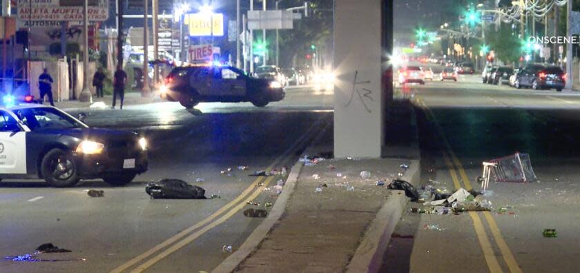 INCIDENT DATE/TIME: 2-24-24 | 10:02 p.m. LOCATION: 13840 W Van Nuys Blvd AREA/CITY: Los Angeles DETAILS: LAFD & LAPD responded to a report of a vehicle vs ped. it was advised that the suspect fled in their vehicle, driving down Van Nuys. Firefighters arrived and found a pedestrian down in the street. Firefighters could be seen doing CPR on the victim. He was taken to an area hospital by LAFD Paramedics in critical condition. A citizen followed the hit & run driver for a short time. Officers were able to obtain the license plate