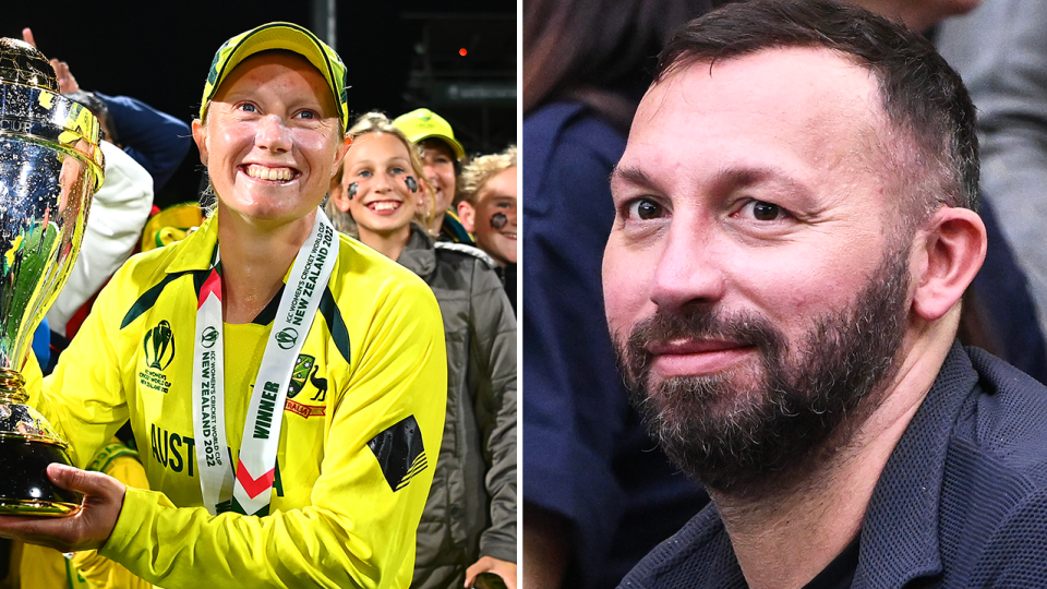 Aussie cricket star Alyssa Healy (pictured left) has questioned Ian Thorpe's (pictured right) claim the Australian women's 4x100m relay team is the most dominant Aussie outfit. (Getty Images)