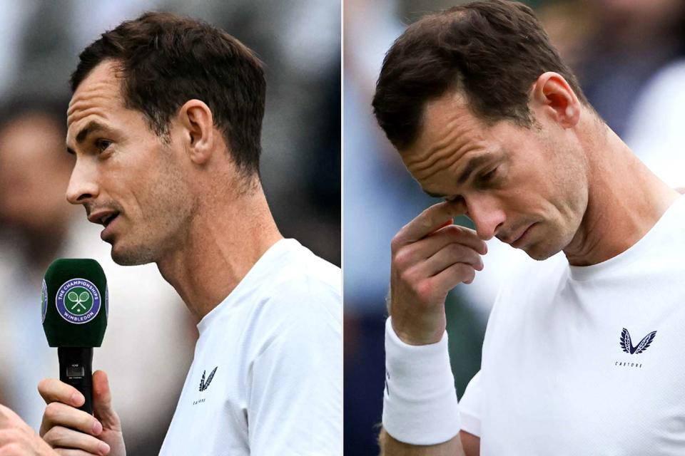 <p>BEN STANSALL/AFP via Getty Images;  Francois Nel/Getty Images</p> Andy Murray at Wimbledon on July 4, 2024