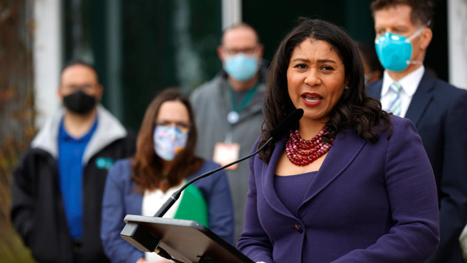 San Francisco’s Mayor London Breed introduced a delivery fee cap early in the pandemic. - Credit: Justin Sullivan/Getty Images