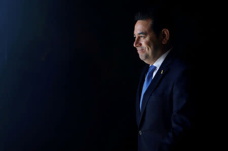 FILE PHOTO - Guatemalan President Jimmy Morales attends a ceremony in the Hall of Remembrance at Yad Vashem Holocaust Memorial in Jerusalem November 28, 2016. REUTERS/Ronen Zvulun/File Photo