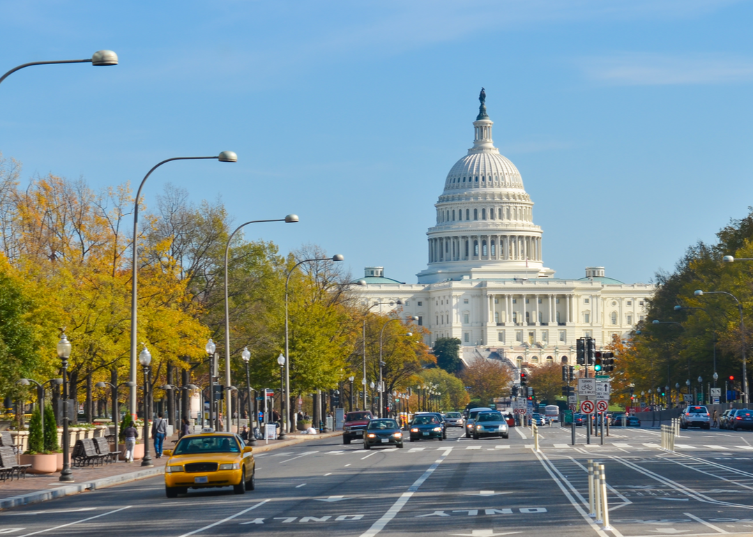 Pennsylvania Avenue and US Capitol.