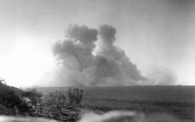 Earth settles after the explosion at Hawthorn Ridge