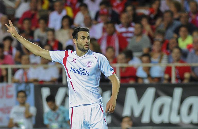 Sevilla's Vicente Iborra during the Spanish league match against Real Madrid in Sevilla on May 2, 2015