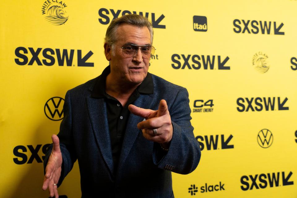 Executive producer Bruce Campbell poses on the red carpet for the premiere of “Evil Dead Rise” during South by Southwest on March 16, 2023.