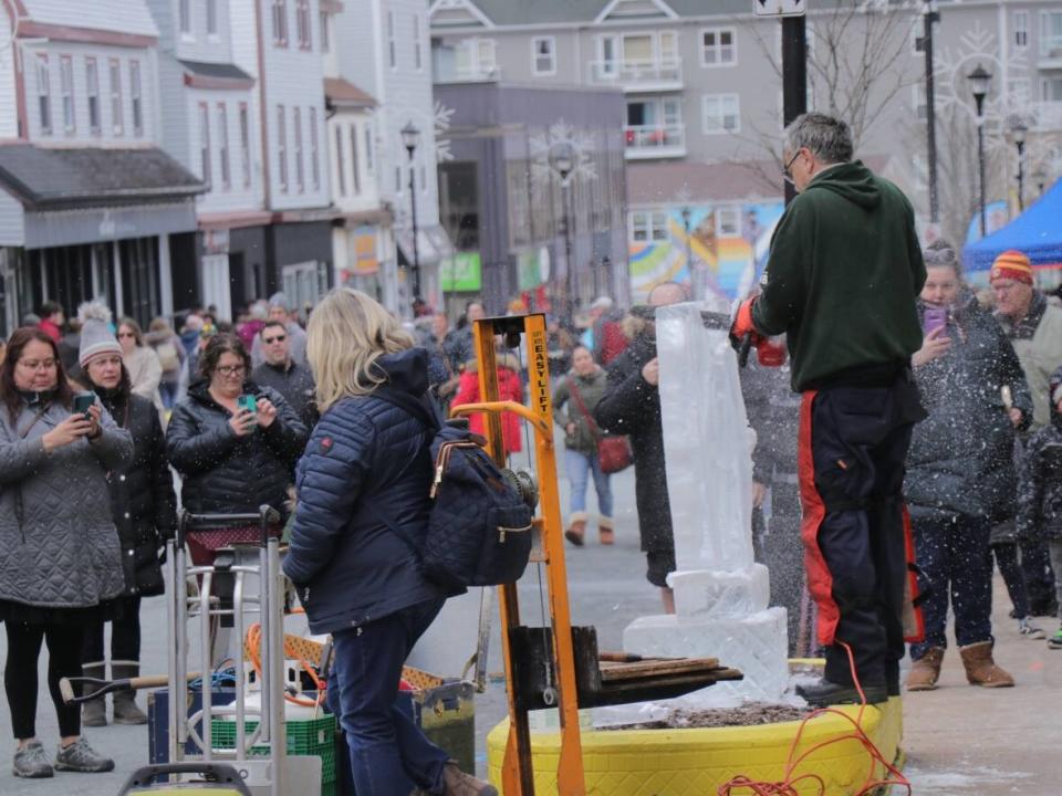 Richard Chiasson supplies ice blocks to restaurants and festivals across Atlantic Canada.  (Anam Khan/CBC - image credit)