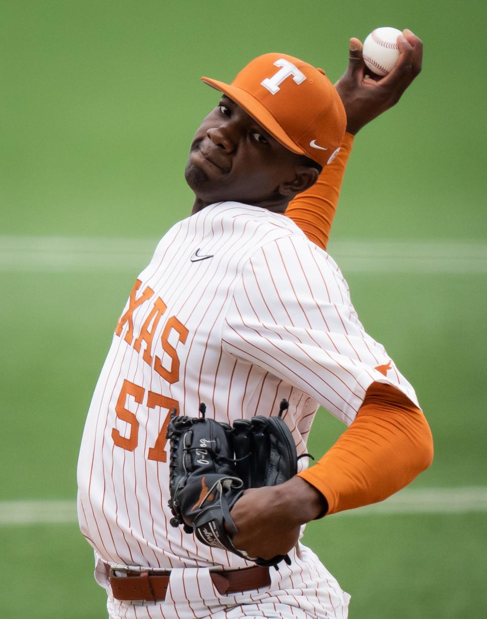 Texas pitcher Lebarron Johnson Jr. went 8-4 last season with a 2.91 ERA and will begin this season as the Longhorns' Friday starter. He finished the season strong, becoming the first UT pitcher in nine years to throw a complete game in the NCAA Tournament, but he was injured in the super regionals.