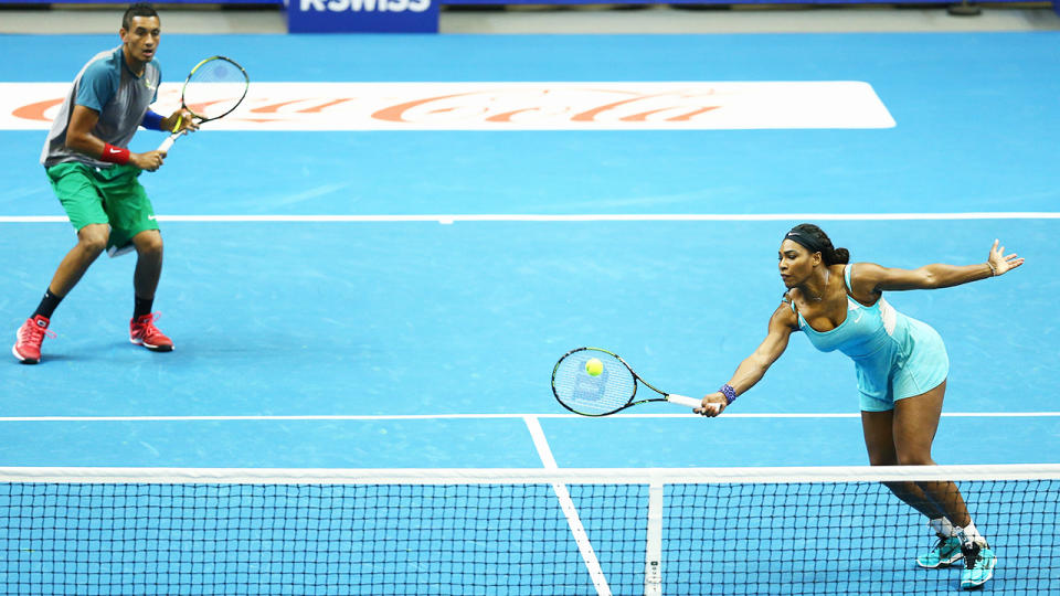 Nick Kyrgios and Serena Williams, pictured here in action at the International Premier Tennis League in 2014.