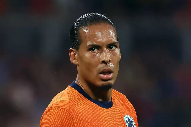 Virgil van Dijk looks on during Netherlands 0-0 France.