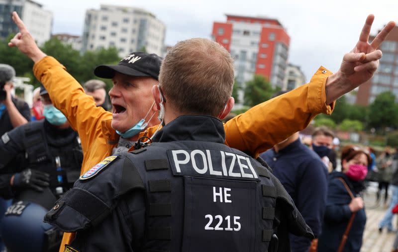 Protest against the government's restrictions following the coronavirus disease (COVID-19) outbreak, in Frankfurt