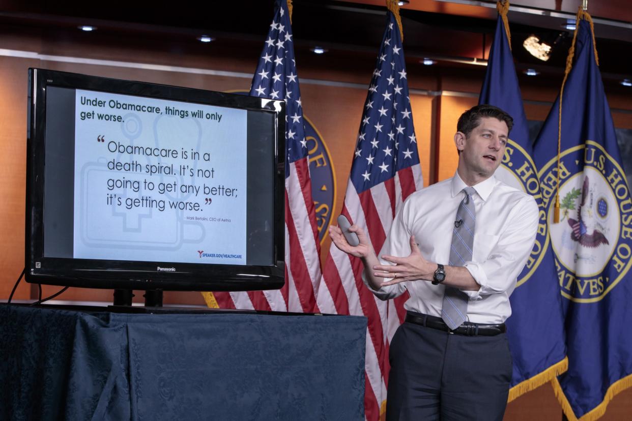 House Speaker Paul Ryan, on March 7, uses charts and graphs to make his case for the GOP’s plan to repeal and replace the Affordable Care Act. (Photo: J. Scott Applewhite)