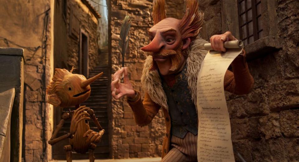 <div class="inline-image__title">Guillermo del Toro's Pinocchio</div> <div class="inline-image__caption"><p>Pinocchio (voiced by Gregory Mann) and Count Volpe (voiced by Christoph Waltz) in <em>Guillermo del Toro’s Pinocchio</em></p></div> <div class="inline-image__credit">Courtesy of Netflix</div>