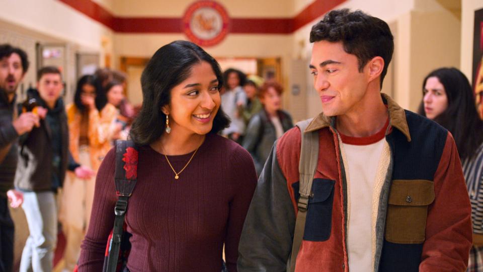 Devi Vishwakumar (Maitreyi Ramakrishnan) and Paxton Hall-Yoshida (Darren Barnet) begin the third season of "Never Have I Ever" as a couple.