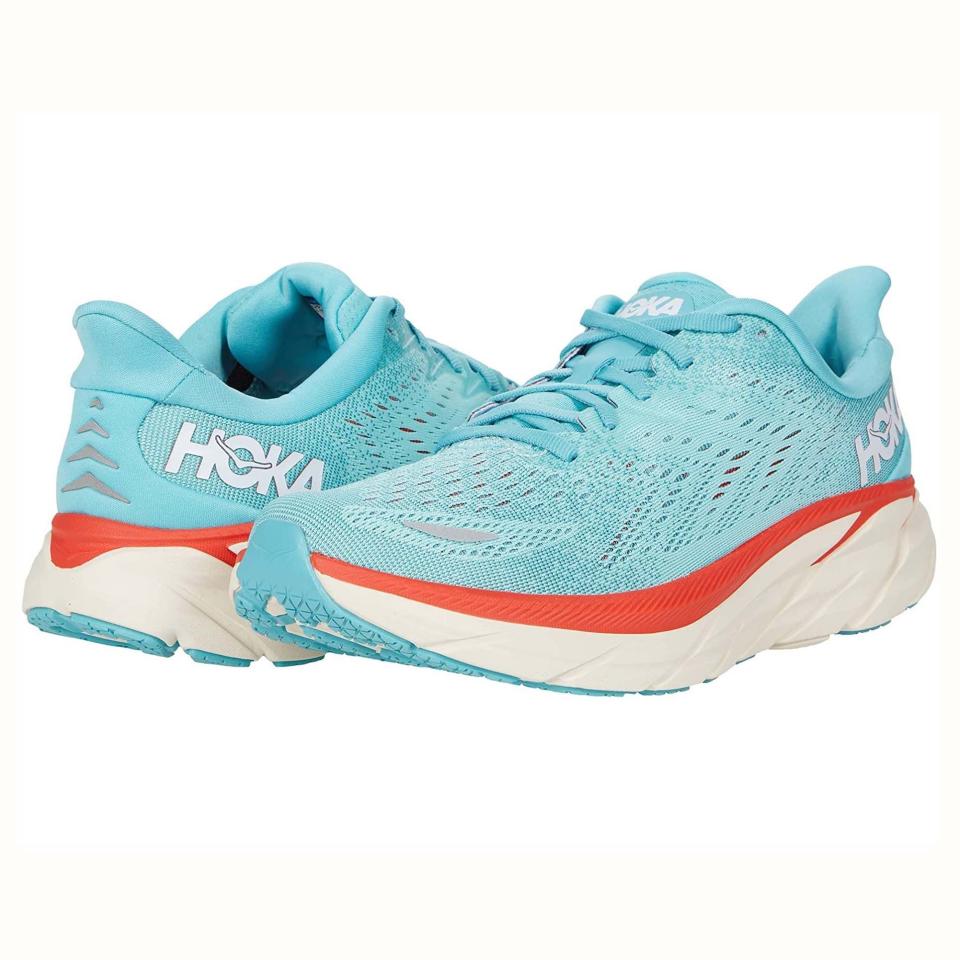 <p><strong>Hoka One One</strong></p><p>zappos.com</p><p><strong>$139.95</strong></p><p><a href="https://go.redirectingat.com?id=74968X1596630&url=https%3A%2F%2Fwww.zappos.com%2Fp%2Fhoka-one-one-clifton-8-aquarelle-eggshell-blue%2Fproduct%2F9514694&sref=https%3A%2F%2Fwww.goodhousekeeping.com%2Fclothing%2Fg33264582%2Fmost-comfortable-shoes%2F" rel="nofollow noopener" target="_blank" data-ylk="slk:Shop Now;elm:context_link;itc:0;sec:content-canvas" class="link ">Shop Now</a></p><p>Hoka One One sneakers are a popular pick among those with plantar fasciitis because of the brand's signature footbed. With <strong>a structured foot frame</strong>, this sneaker keeps your whole foot supported — from your toes to your arches — preventing strain. The rubber outer sole has a rocker design, encouraging you to move from heel to toe and making walking a bit easier with each step.</p>