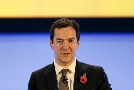 Britain's Chancellor George Osborne speaks at the Bank of England's Open Forum 2015 conference in London, Britain in this file photograph dated November 11, 2015. REUTERS/Suzanne Plunkett/Files