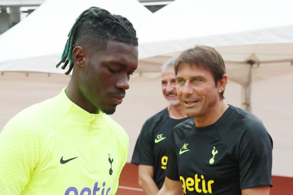 Conte with summer signing Yves Bissouma (Tottenham Hotspur FC via Getty Images)
