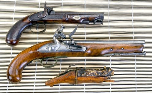  <span class="attribution"><a class="link " href="https://www.shutterstock.com/image-photo/real-antique-pistols-19th-century-english-1083462548?src=e7xPwJOKON_cCjGnak1_Fg-2-3" rel="nofollow noopener" target="_blank" data-ylk="slk:W. Scott McGill/Shutterstock.com;elm:context_link;itc:0;sec:content-canvas"> W. Scott McGill/Shutterstock.com</a></span>