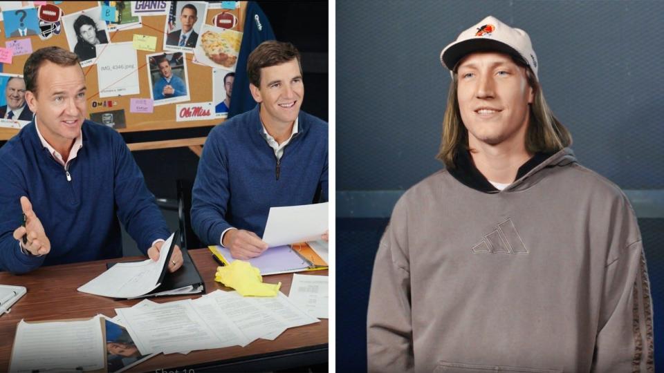 Trevor Lawrence has appeared with the Manning brothers before, on a YouTube video promoting season three of "ManningCast," the show where Peyton and Eli Manning provide commentary on a simulcast of the NFL's Monday Night Football game.