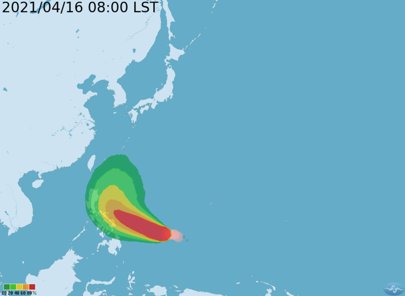 舒力基在今早轉為中颱，但不會為台灣帶來水氣。（翻攝自中央氣象局官網）