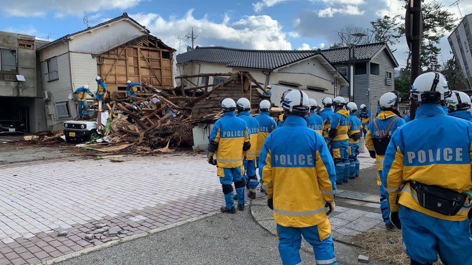 Firefighters, police, military personnel and rescue workers from across the country have been dispatched to the prefecture. - Junko Ogura/CNN