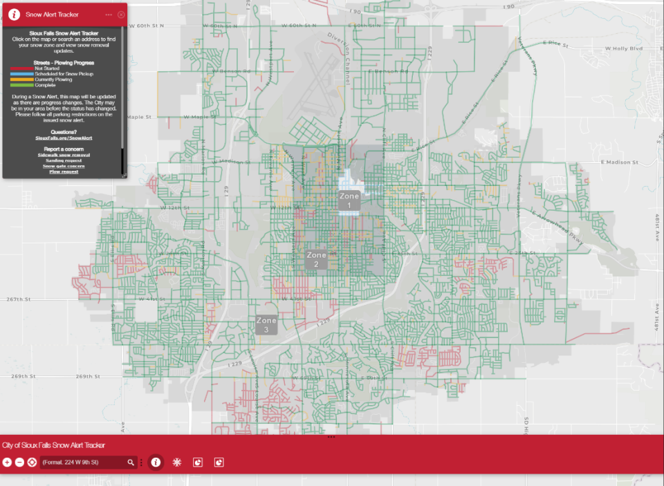 An example of how the snow alert tracker will look when active.