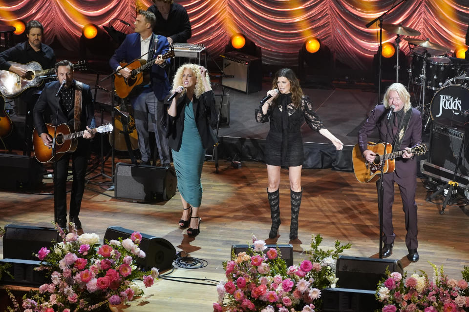 Little Big Town performs during a tribute to country music star Naomi Judd Sunday, May 15, 2022, in Nashville, Tenn. Judd died April 30. She was 76. (AP Photo/Mark Humphrey)