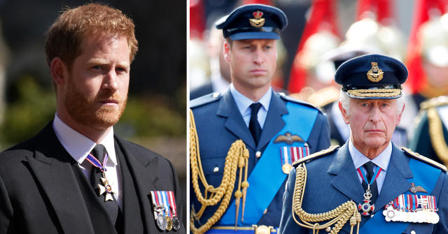 Prince Harry, Prince William and King Charles