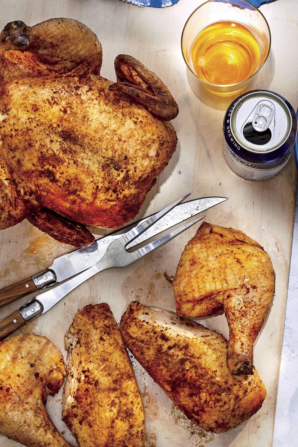 Dry-Brined Beer-Can Chickens
