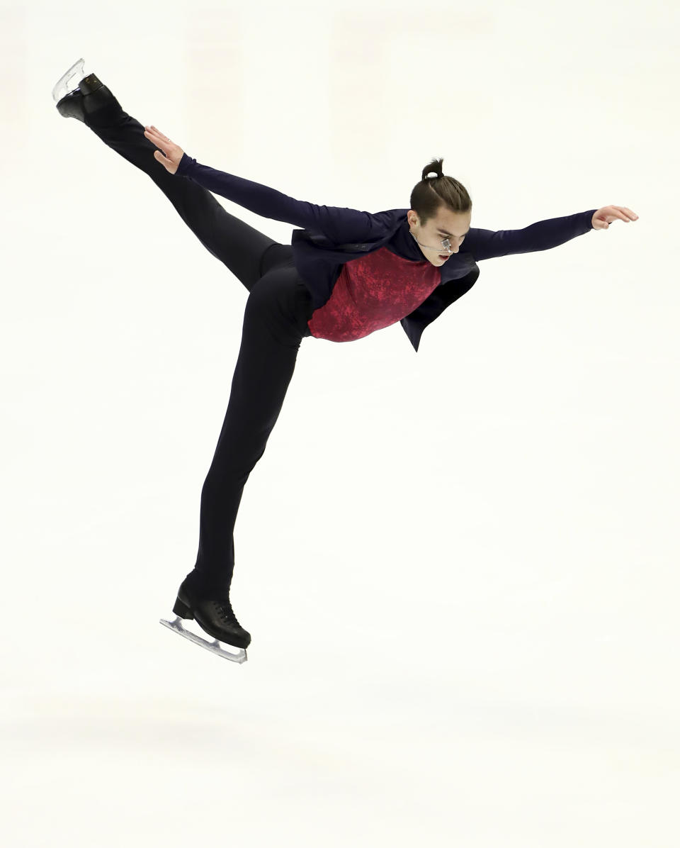 Russia's Anton Shulepov performs during the Men Short Program at the Grand Prix of Figure Skating in Sapporo on November 22. (Photo by JUNKO KIMURA-MATSUMOTO/AFP via Getty Images)